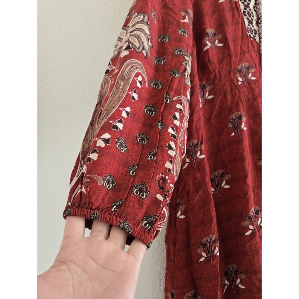 Soft Surroundings Dress Phoenix Midi Embroidered Smocked Boho Cottage Size Small - Picture 3 of 8